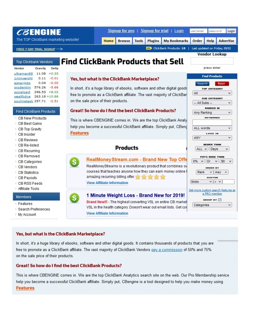 ClickBank Marketplace - CBENGINE